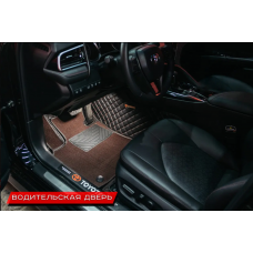 Автомобильные коврики 3D из экокожи Люкс + дополнительный слой ПВХ (резина)